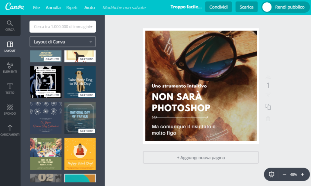 Canva.com per immagine post blog e social network