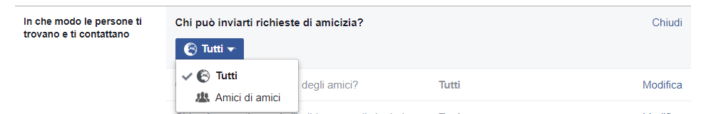 Facebook limitare richieste di amicizia