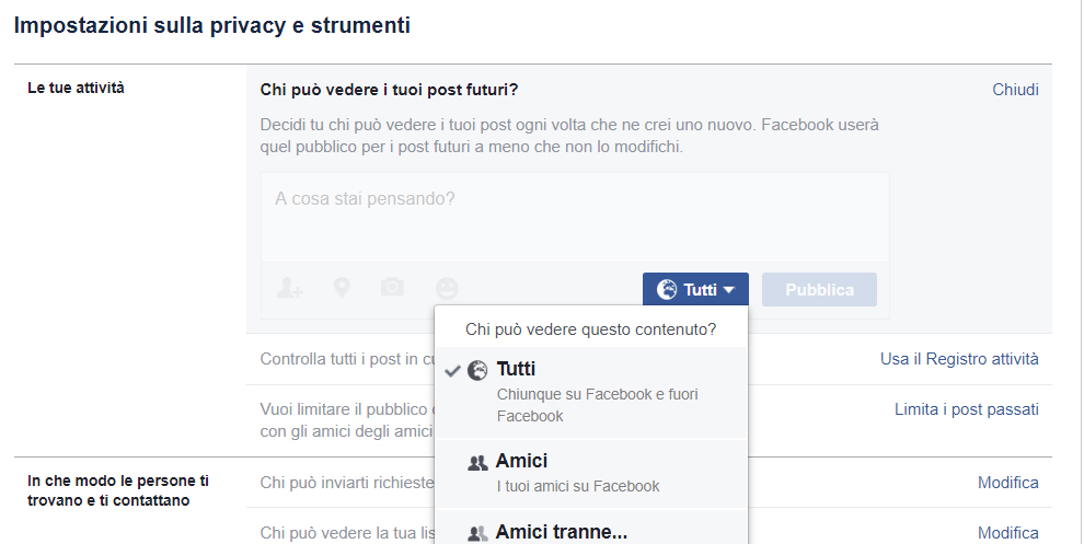 Facebook come limitare la visibilità di post e immagini