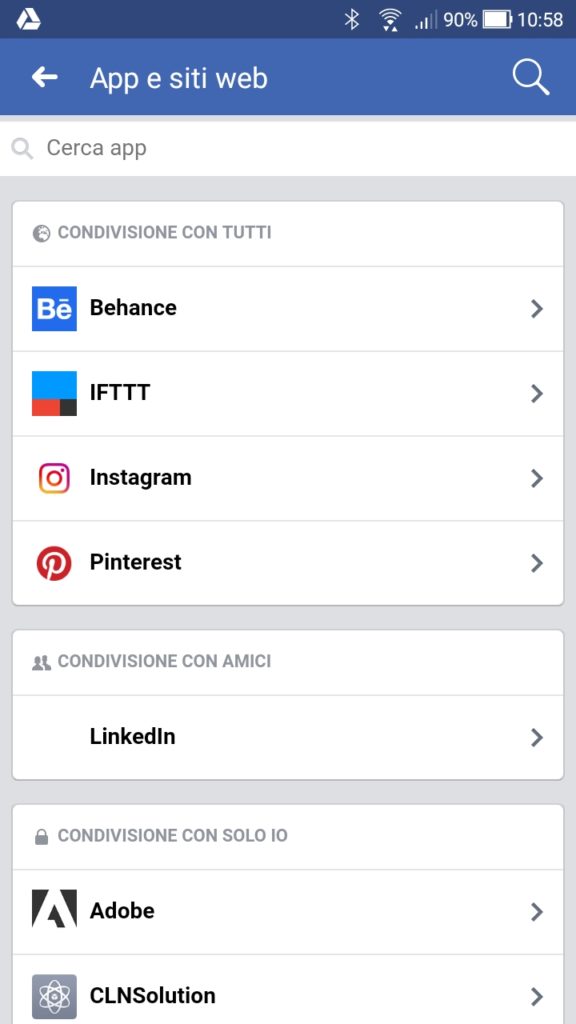 Facebook impostazioni privacy app da mobile