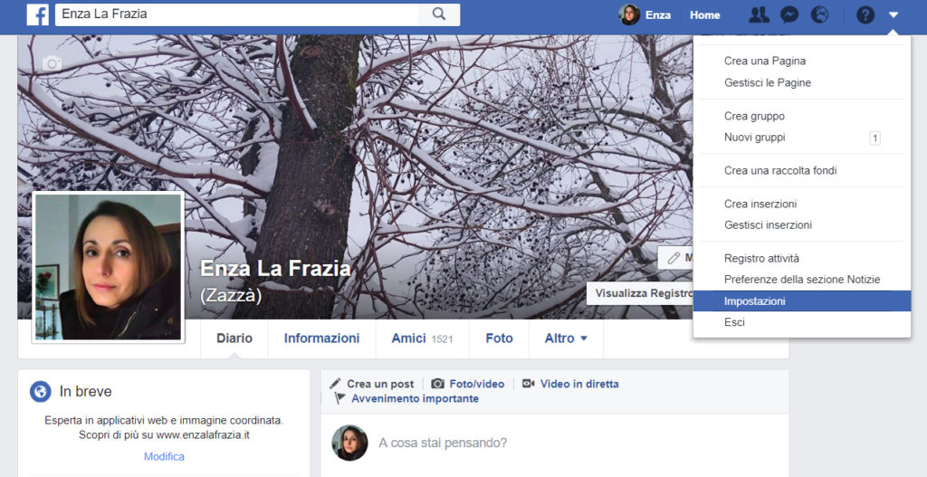 Impostazioni Facebook Desktop