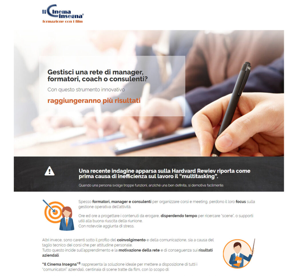 Grafica realizzata da Enza La Frazia: ilcinemainsegna landing page