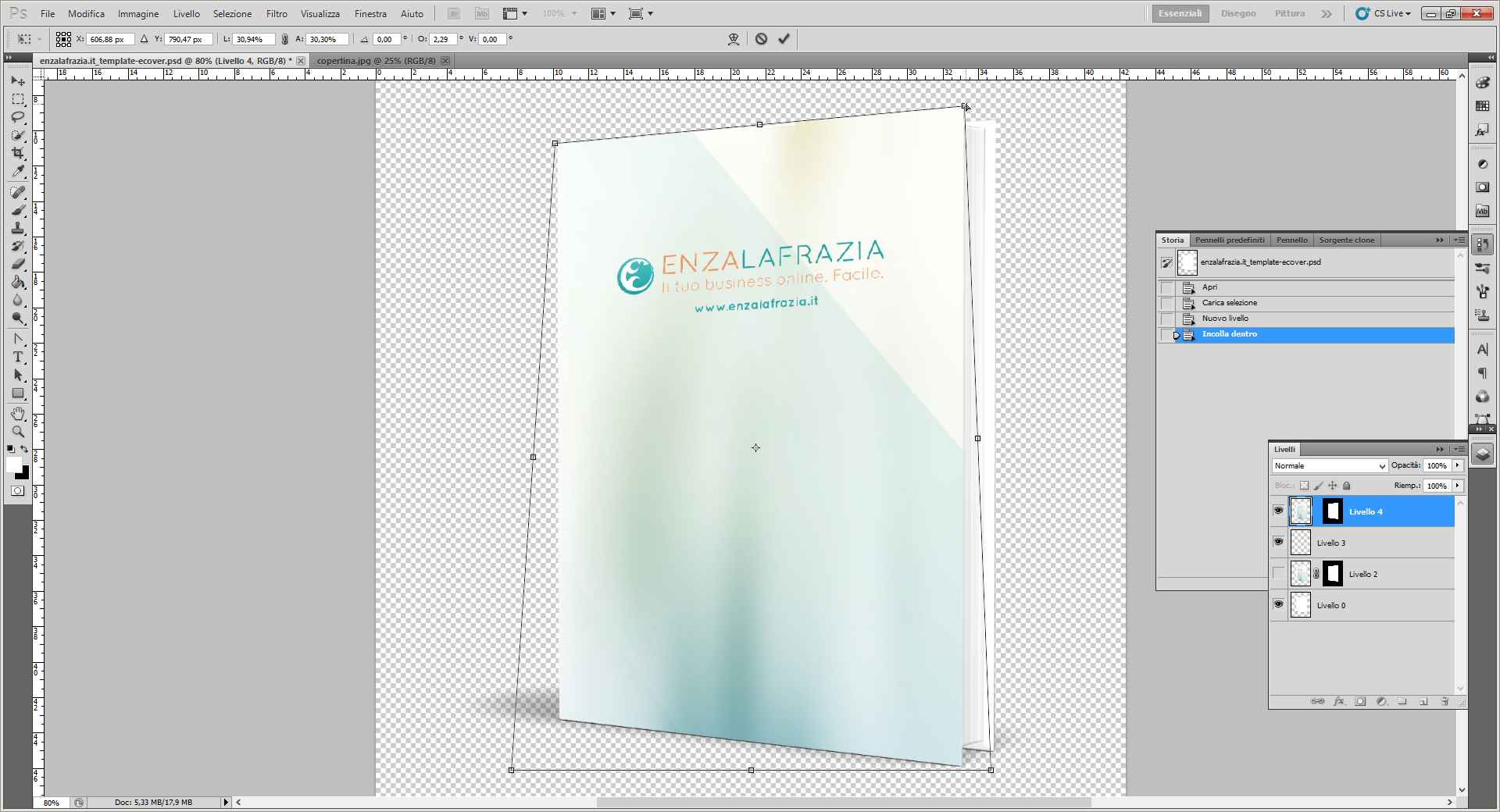 creare ecover con Photoshop ridimensiona immagine
