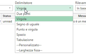 Importare CSV Excel delimitatore
