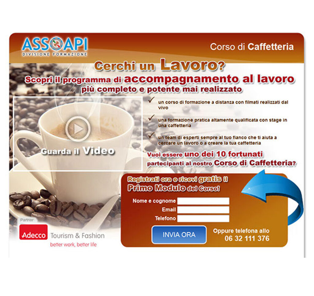 AssoAPI creazione landing page squeeze page