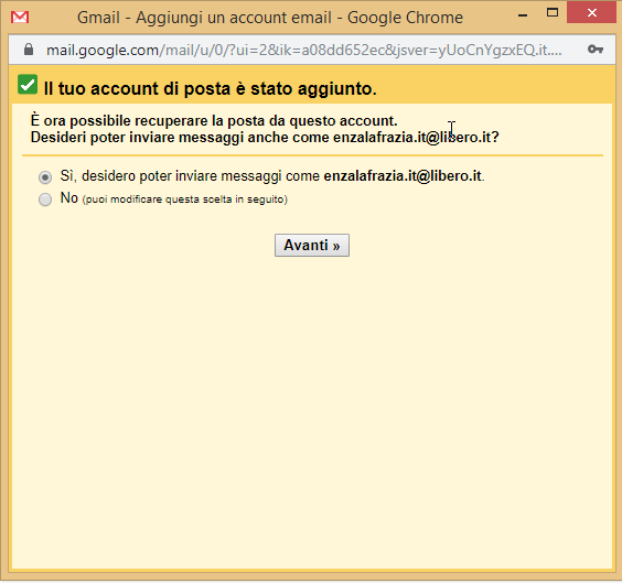 Gmail accouont email aggiunto