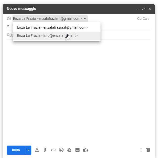 composizione email gmail campo da