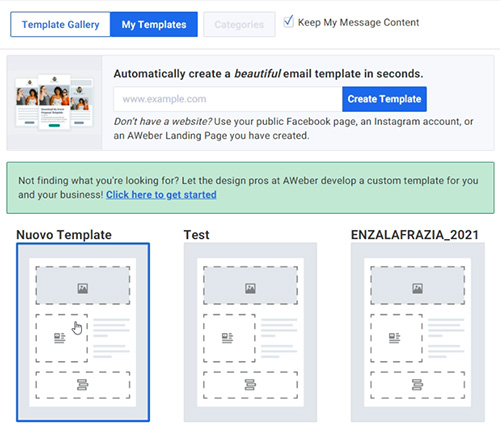 AWeber Template personalizzati