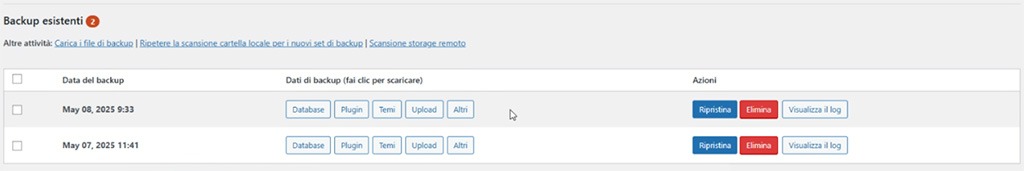 come fare il backup di wordpress con updraftplus
