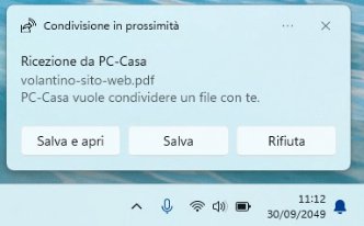 Accetta la condivisione con Windows