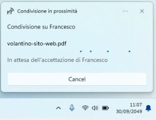 Condivisione in corso su Windows