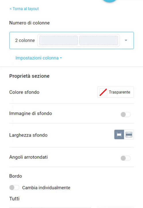 Impostazioni sezione template email Getresponse