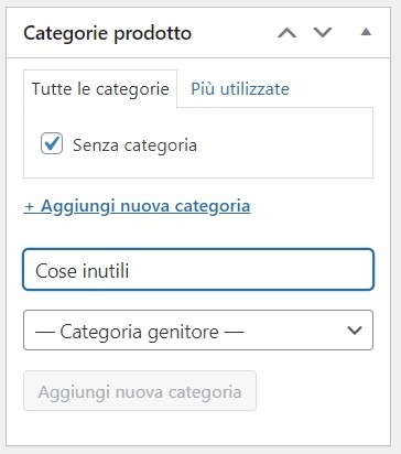 Woocommerce come impostare categoria prodotto