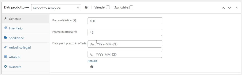 Inserire il prezzo del prodotto su Woocommerce